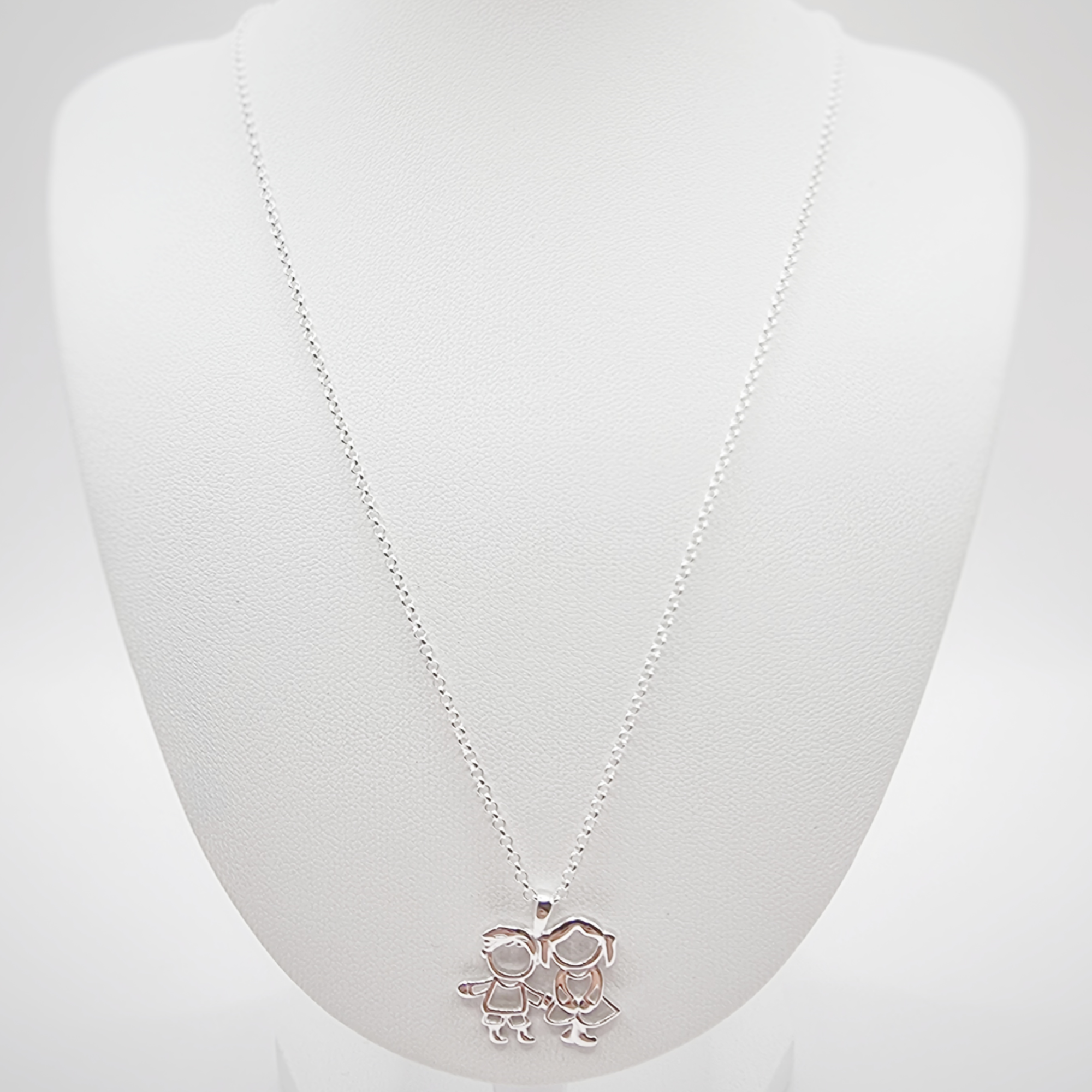 Collar Familia Niño y Niña en Plata 925 -1