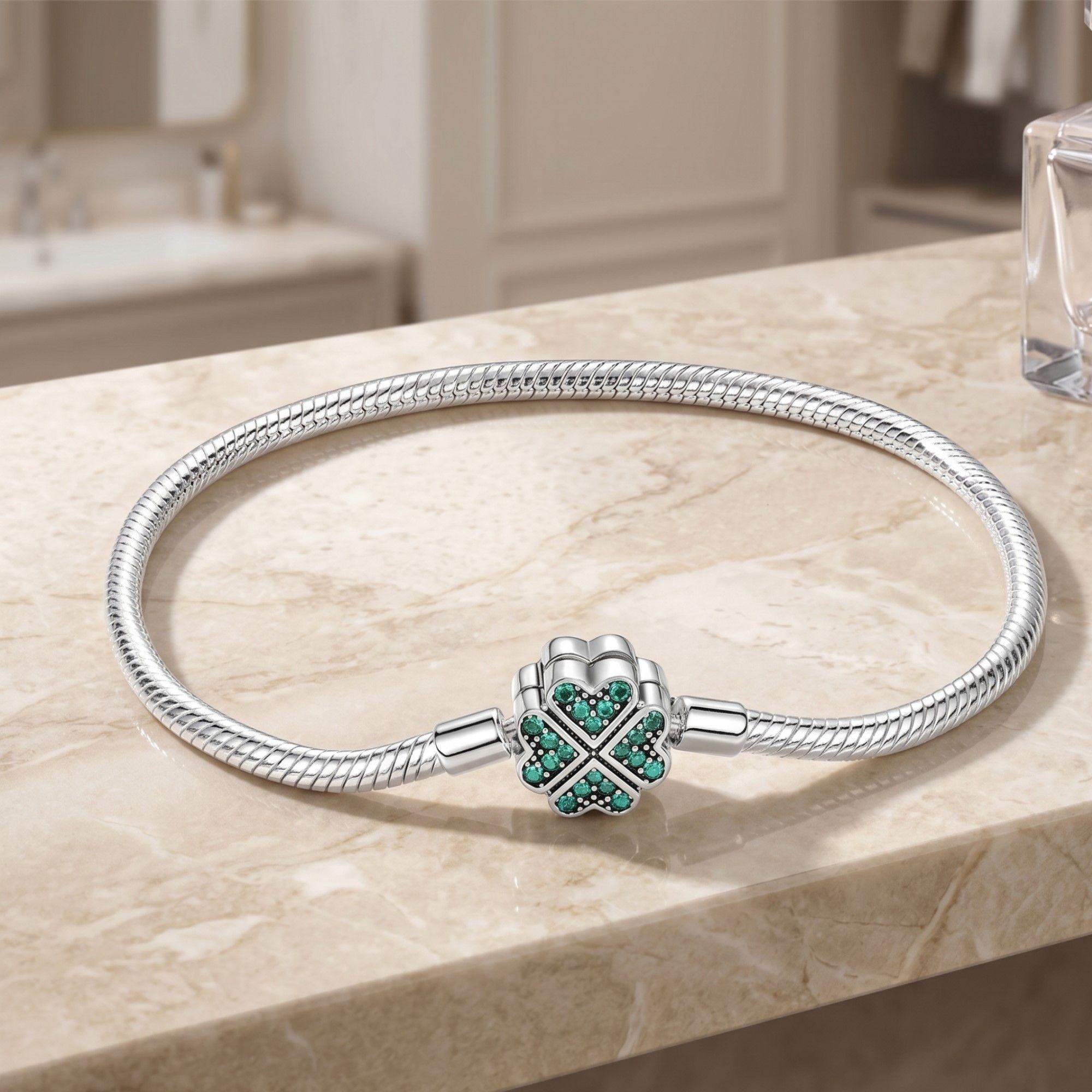 Pulsera Charm Trébol 4 Hojas Plata 925-2