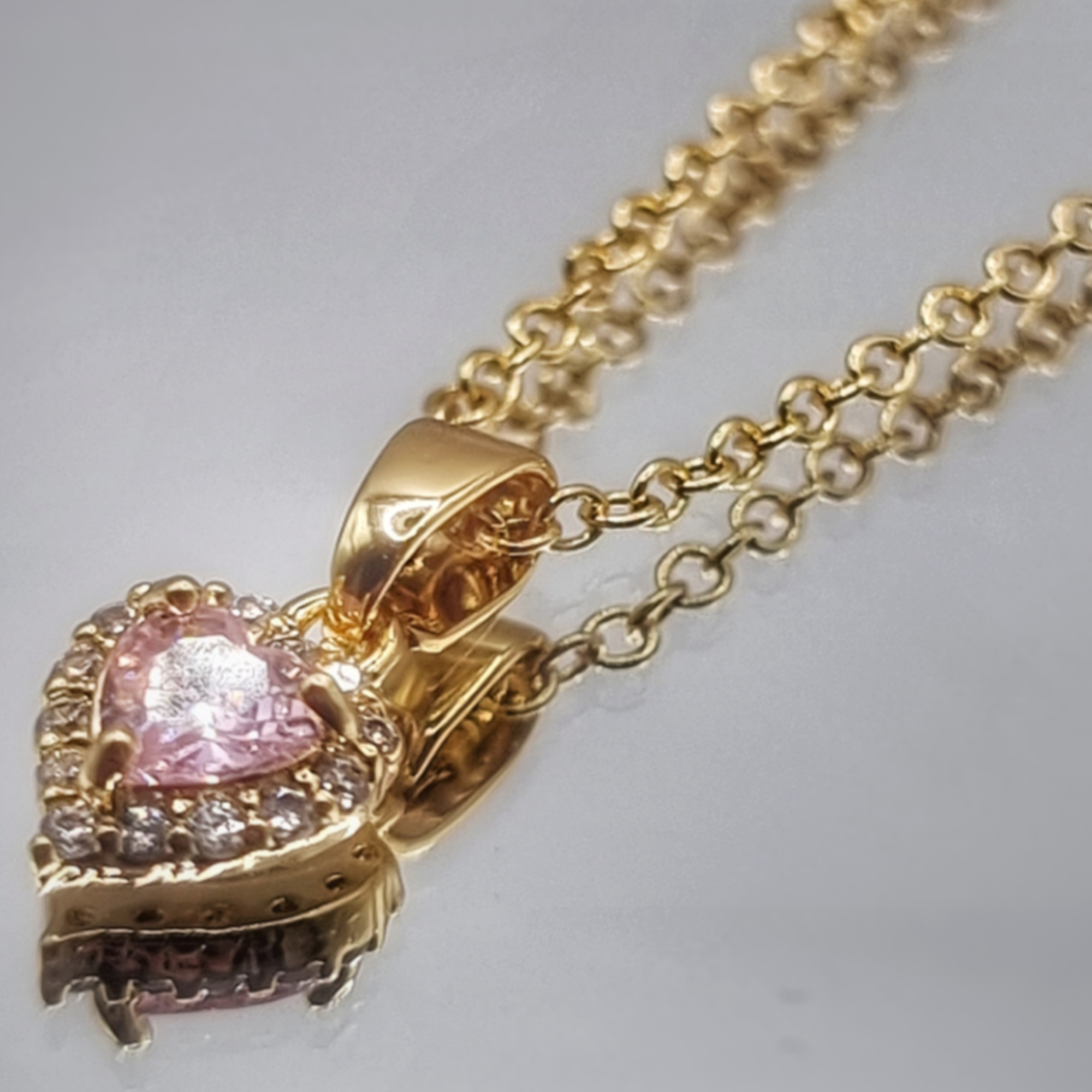 Set Collar y Aros Corazón Rosado Brillante -2