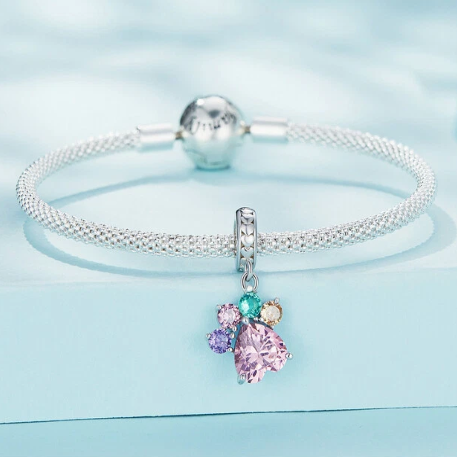 Charm Dije Colgante Huella Perrito Circón Brillante en Plata 925-2