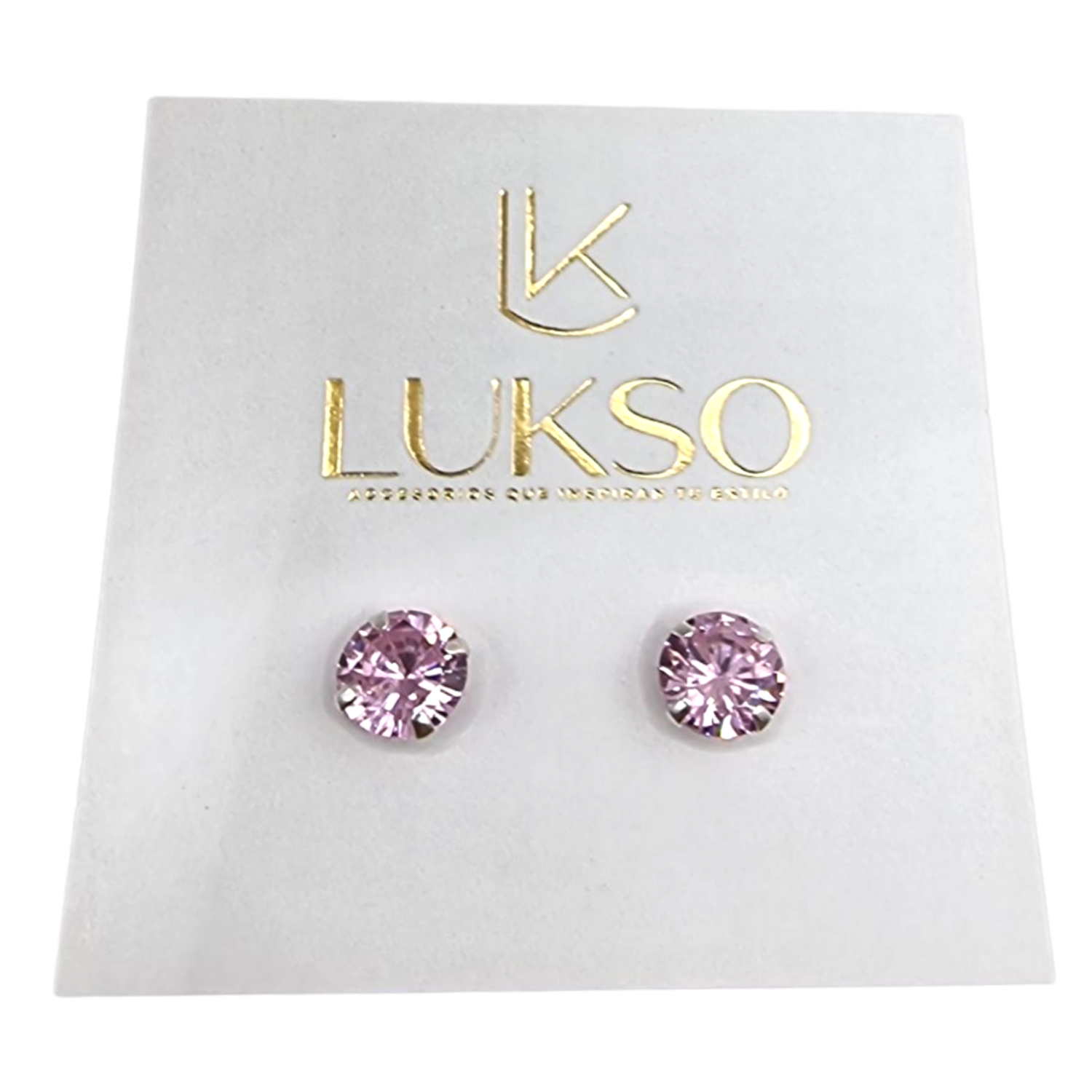Aros de Plata 925 Con Circón Rosa Francia 8 mm -2