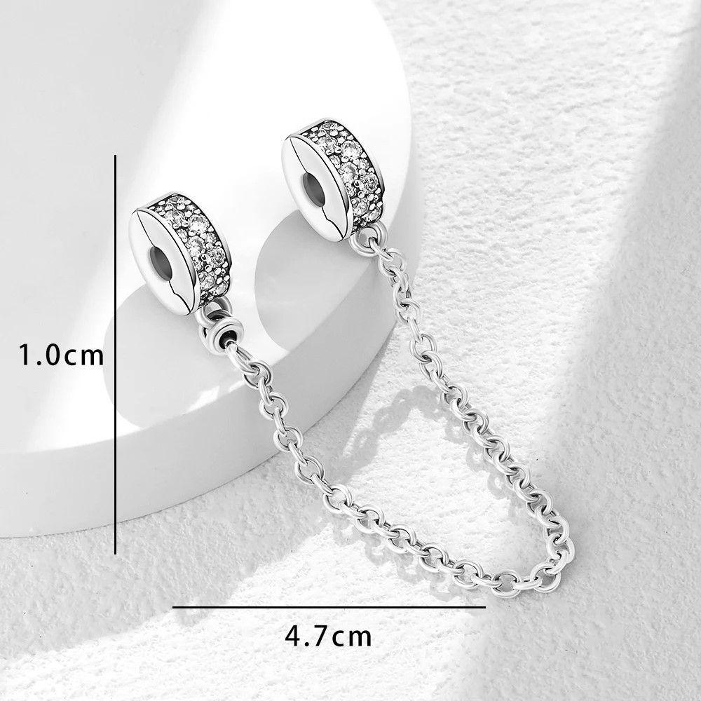 Cadena de seguridad Charm Circón Brillante en Plata 925  -1