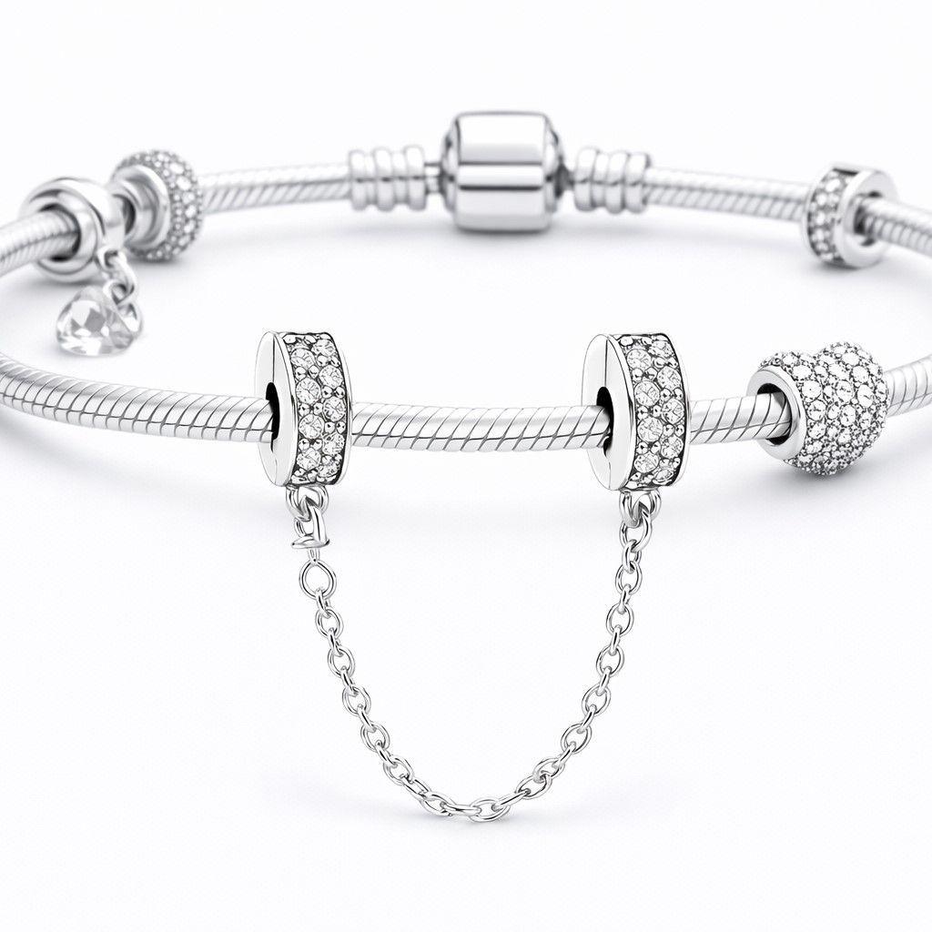 Cadena de seguridad Charm Circón Brillante en Plata 925  -2