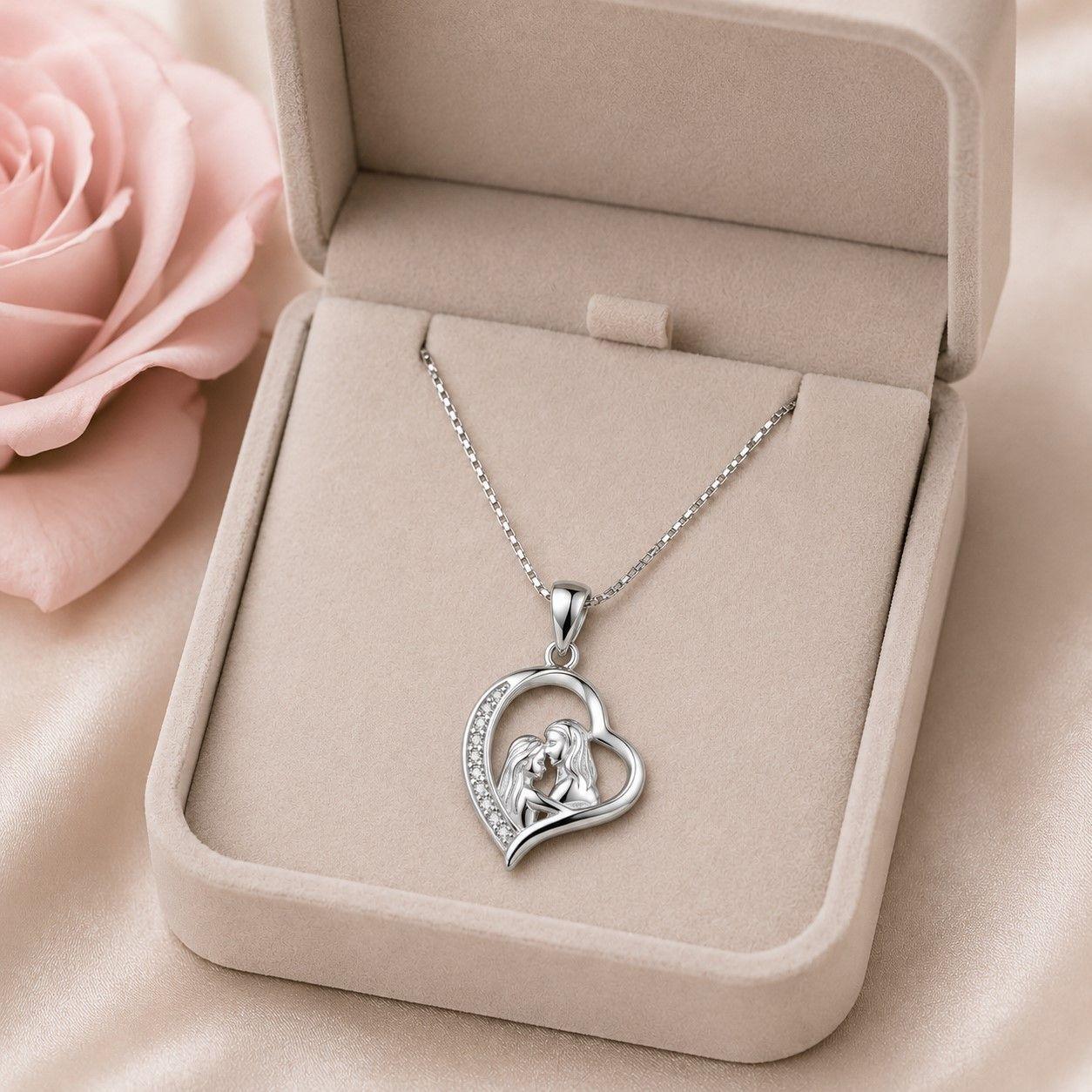 Collar Mama e hija Circón Plata Ley 925 -3