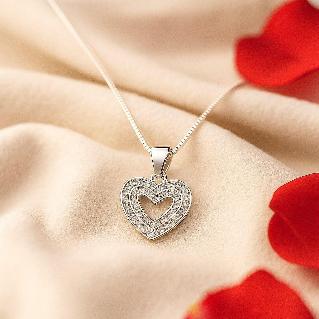 Collar Corazón Circón Elegante Plata 925 -2