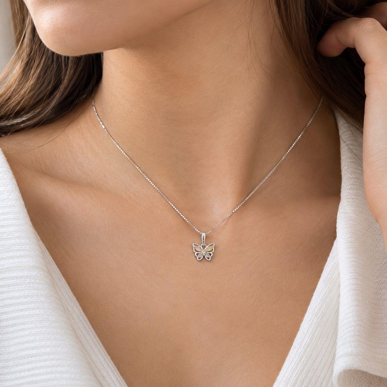 Collar Mariposa Minimalista Plata Ley 925-1
