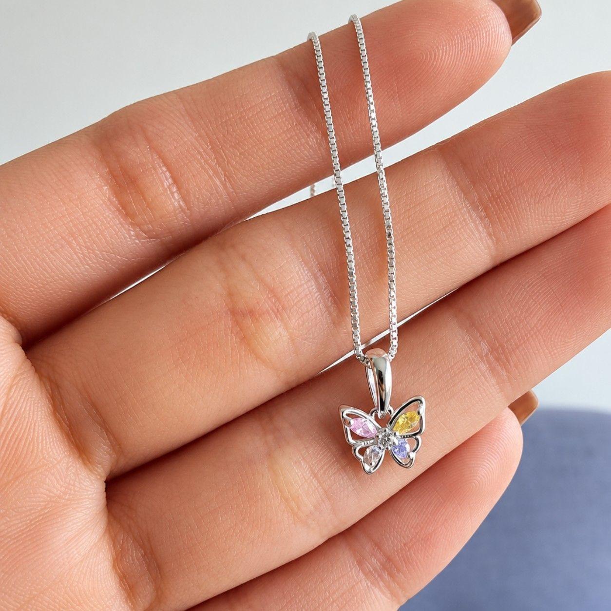 Collar Mariposa Minimalista Plata Ley 925-2