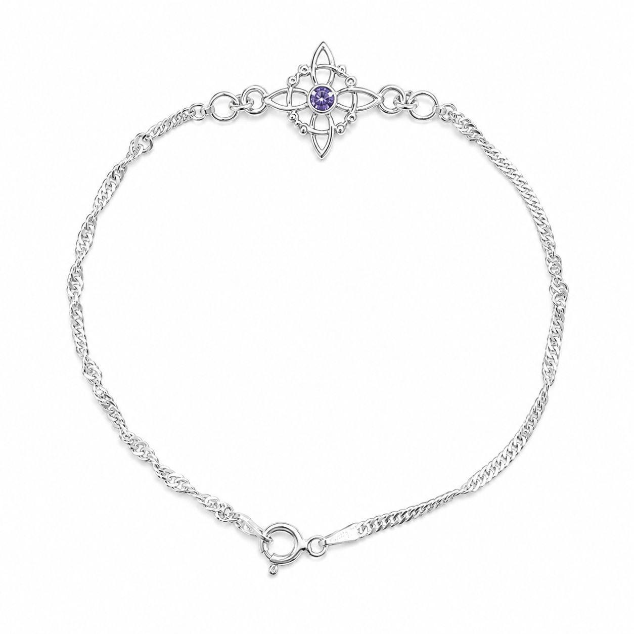Pulsera Nudo de Bruja Circón Morado Plata 925-0