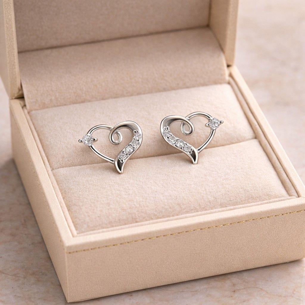 Aros Corazón Circón Elegante en Plata 925 -2