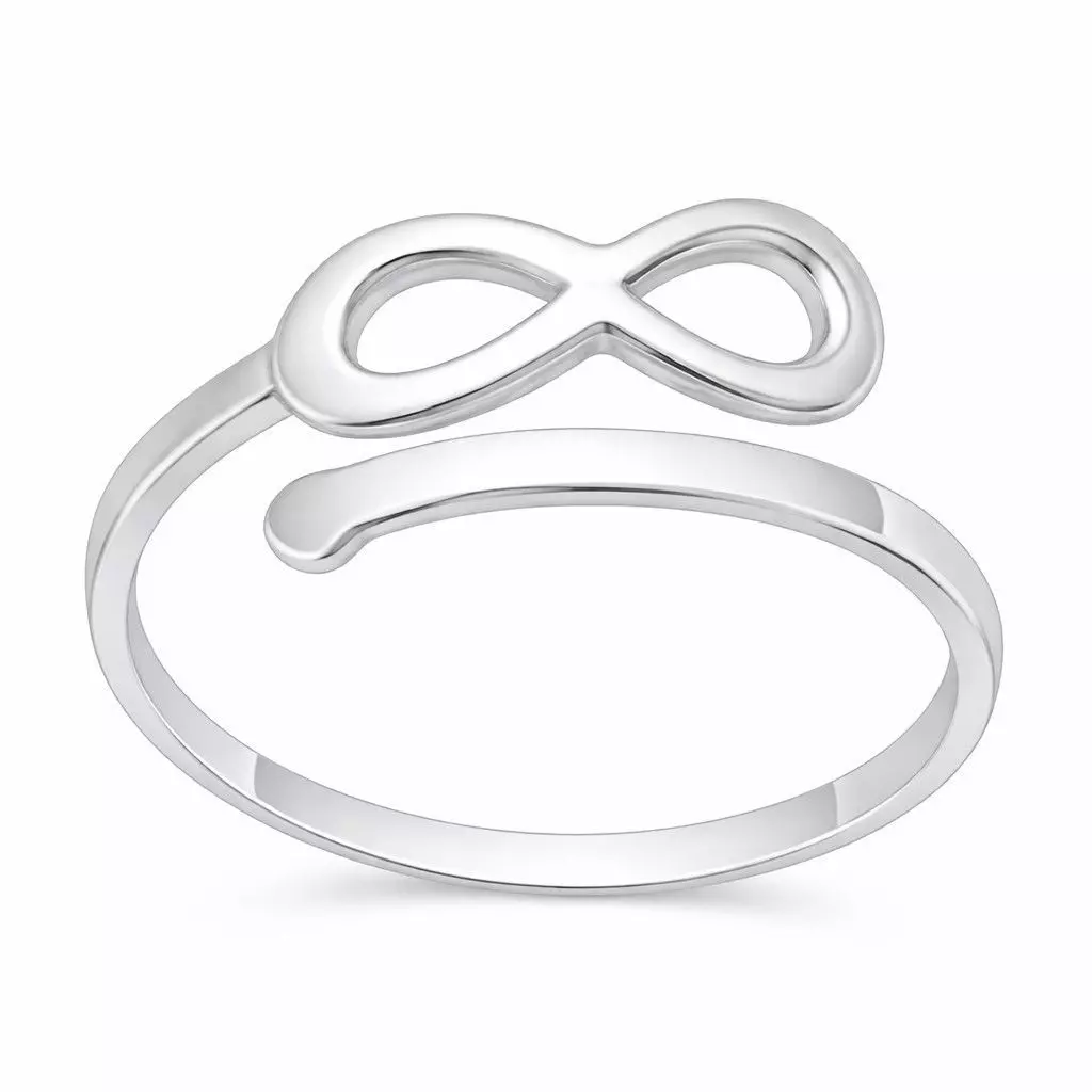 Anillo Ajustable Infinito Corazón en Plata Ley 925   -0