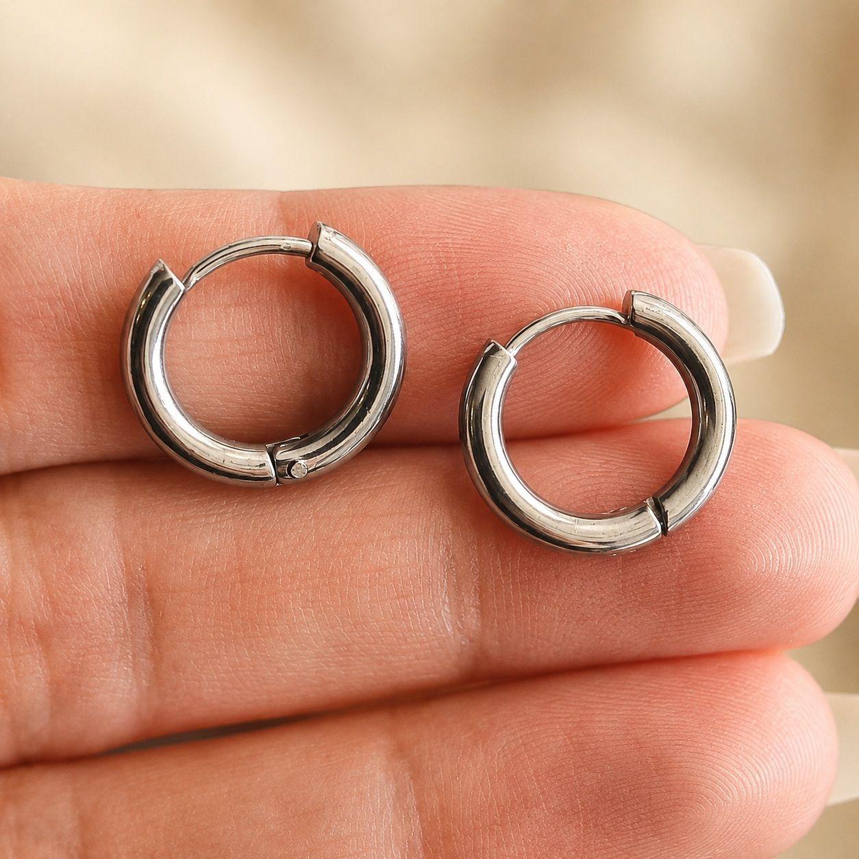 Aros Argolla Acero Inoxidable 11mm Unisex-4