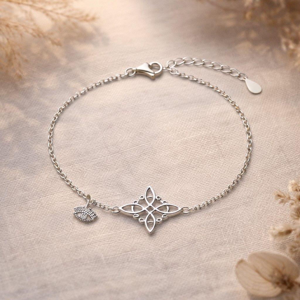 Pulsera Nudo de Brujas Ojo Turco Plata 925-2
