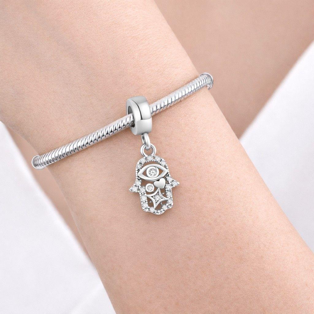 Charm Mano de Fátima Circón en Plata 925 -1