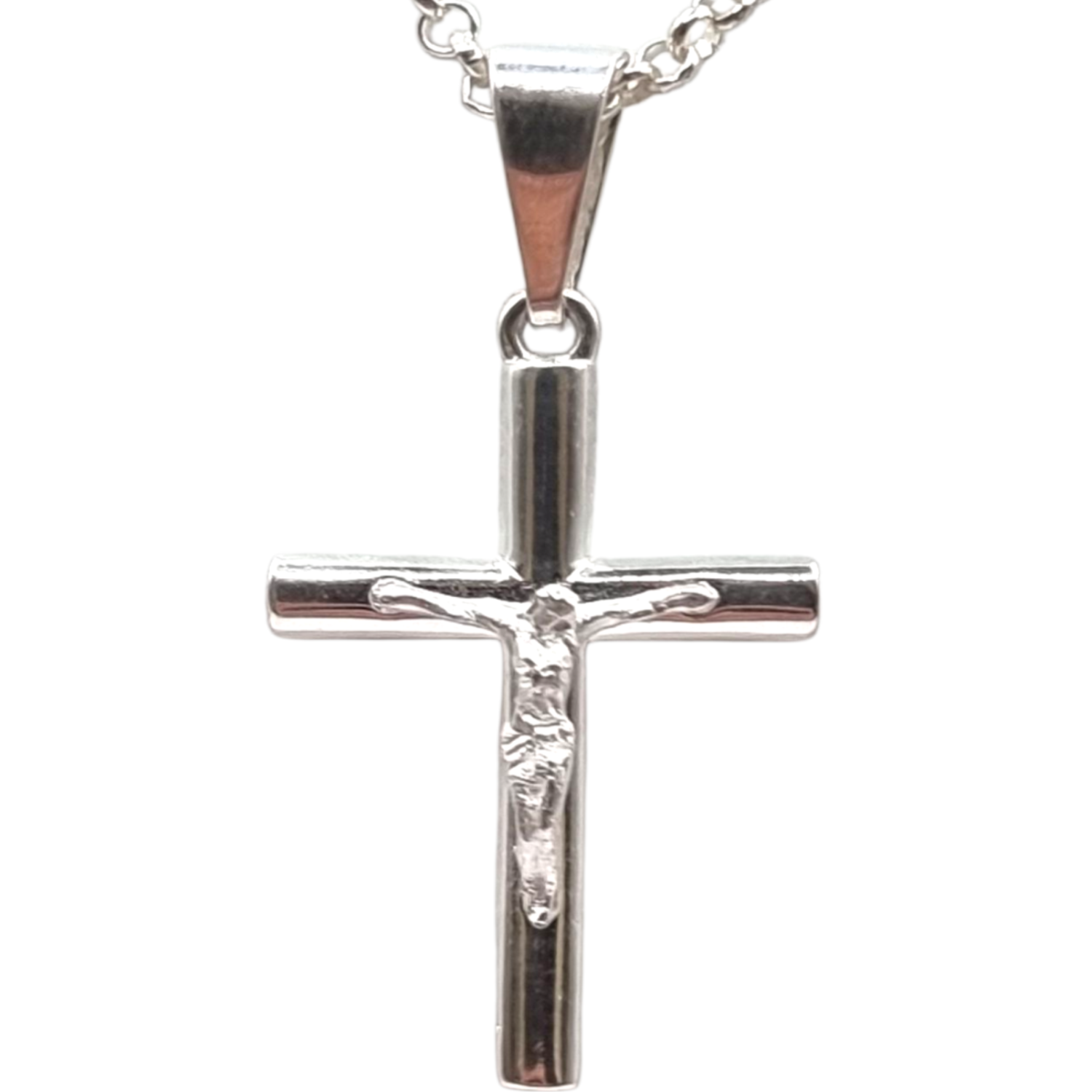 Collar Jesús en la Cruz en Plata 925 -0