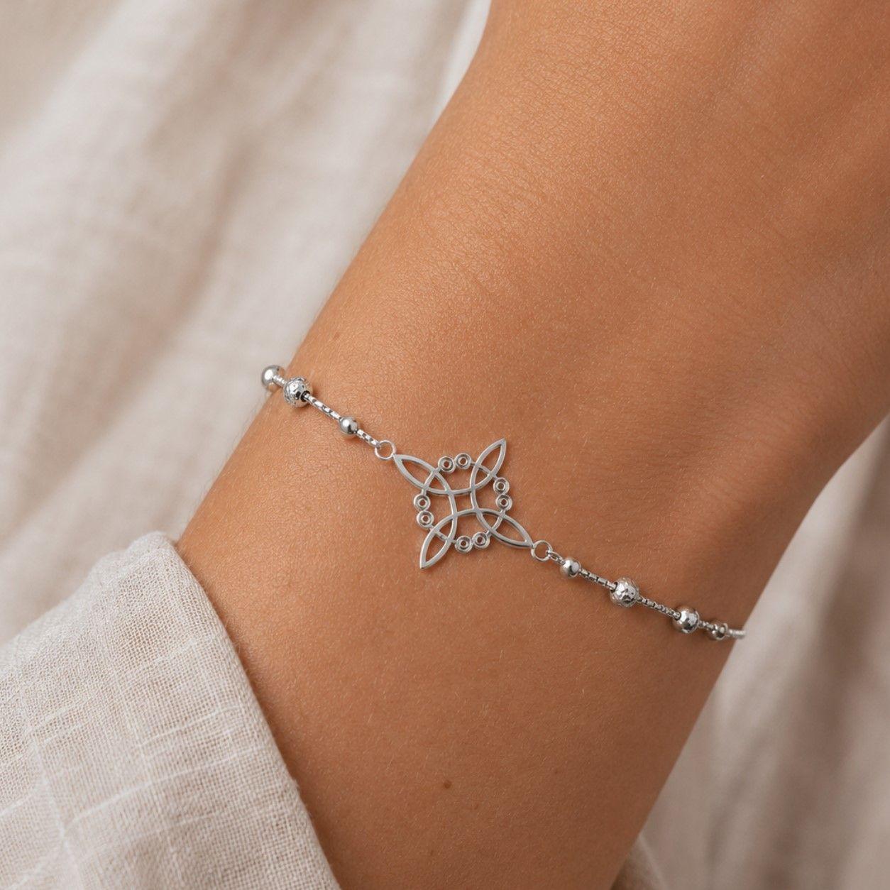 Pulsera Nudo de Bruja Bolitas Plata 925-2