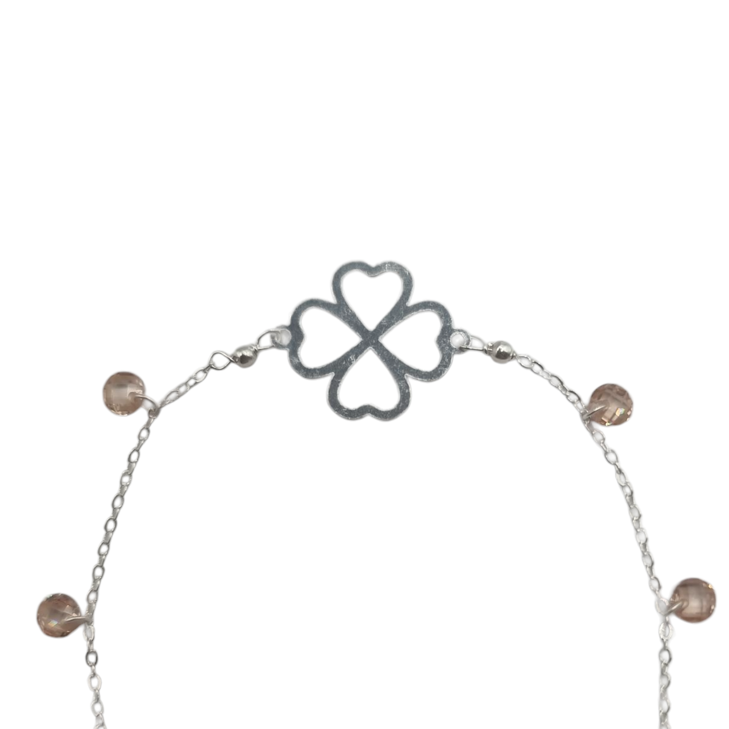 Pulsera en Plata 925 Trébol de la Suerte Con Cristales Ambar -2