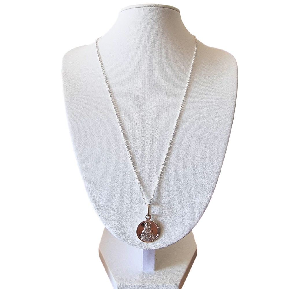 Collar Colgante Sagrado Corazón de Jesús 15 mm Plata 925-2