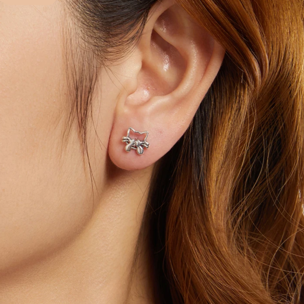 Aros Plata 925 Gatito Dulce -3