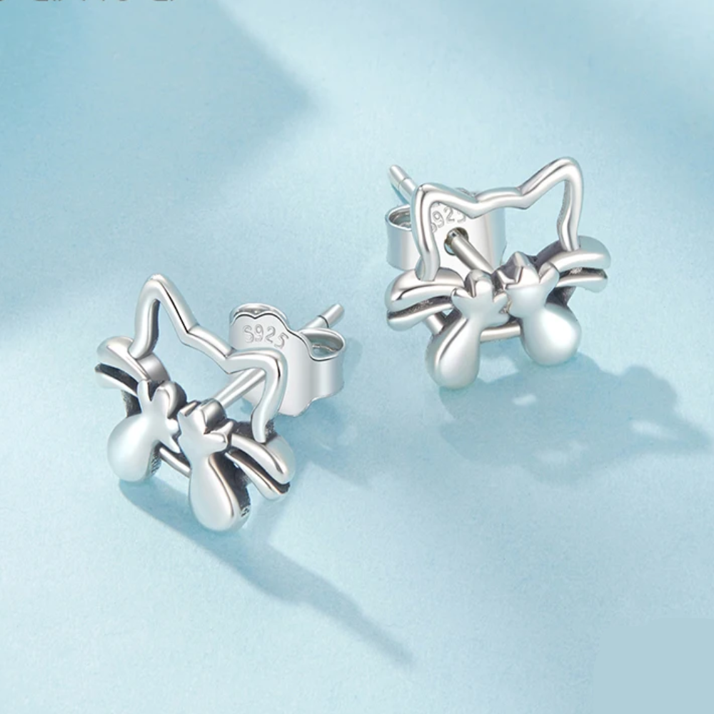 Aros Plata 925 Gatito Dulce -2