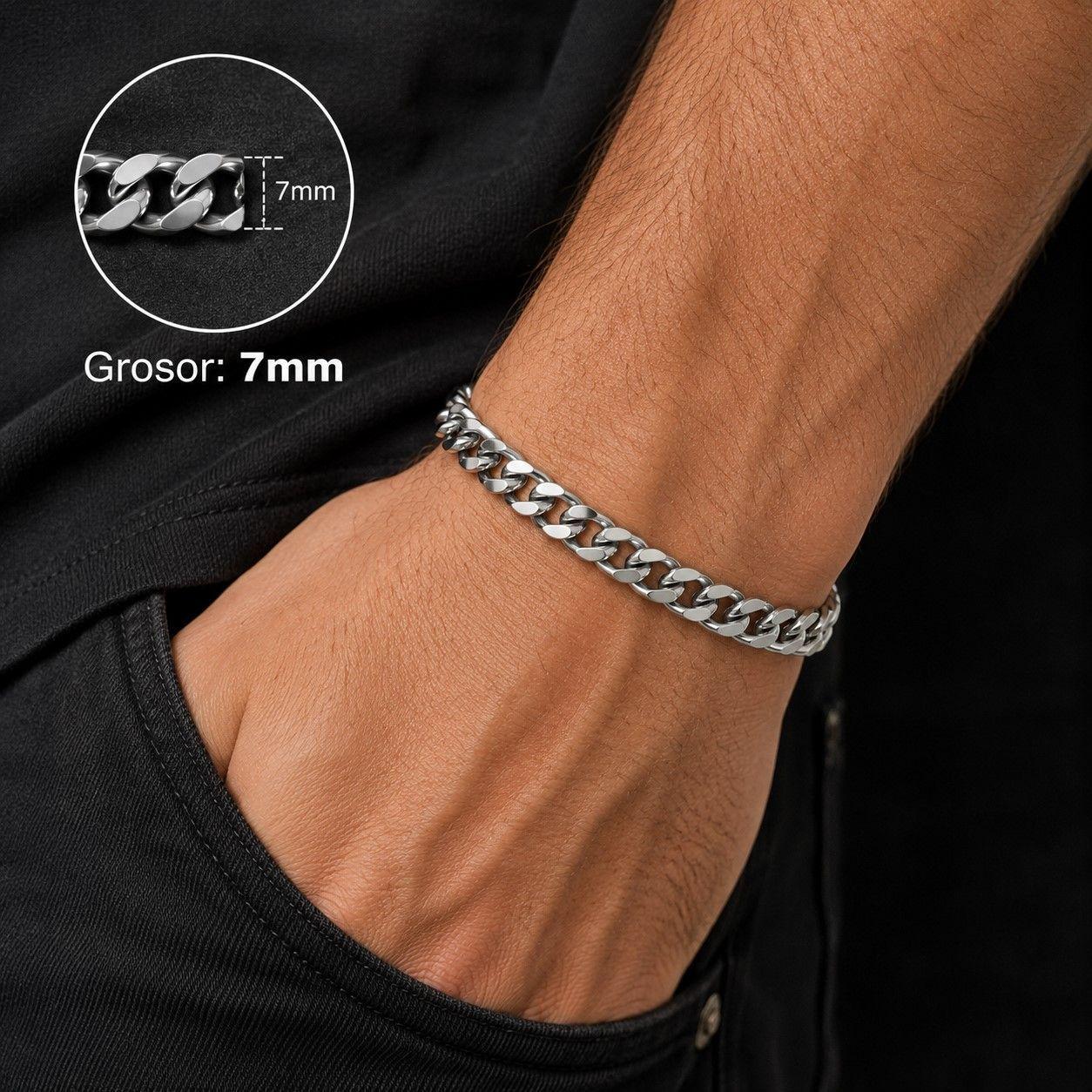 Pulsera Hombre Cubana en Acero Inoxidable 7mm-2