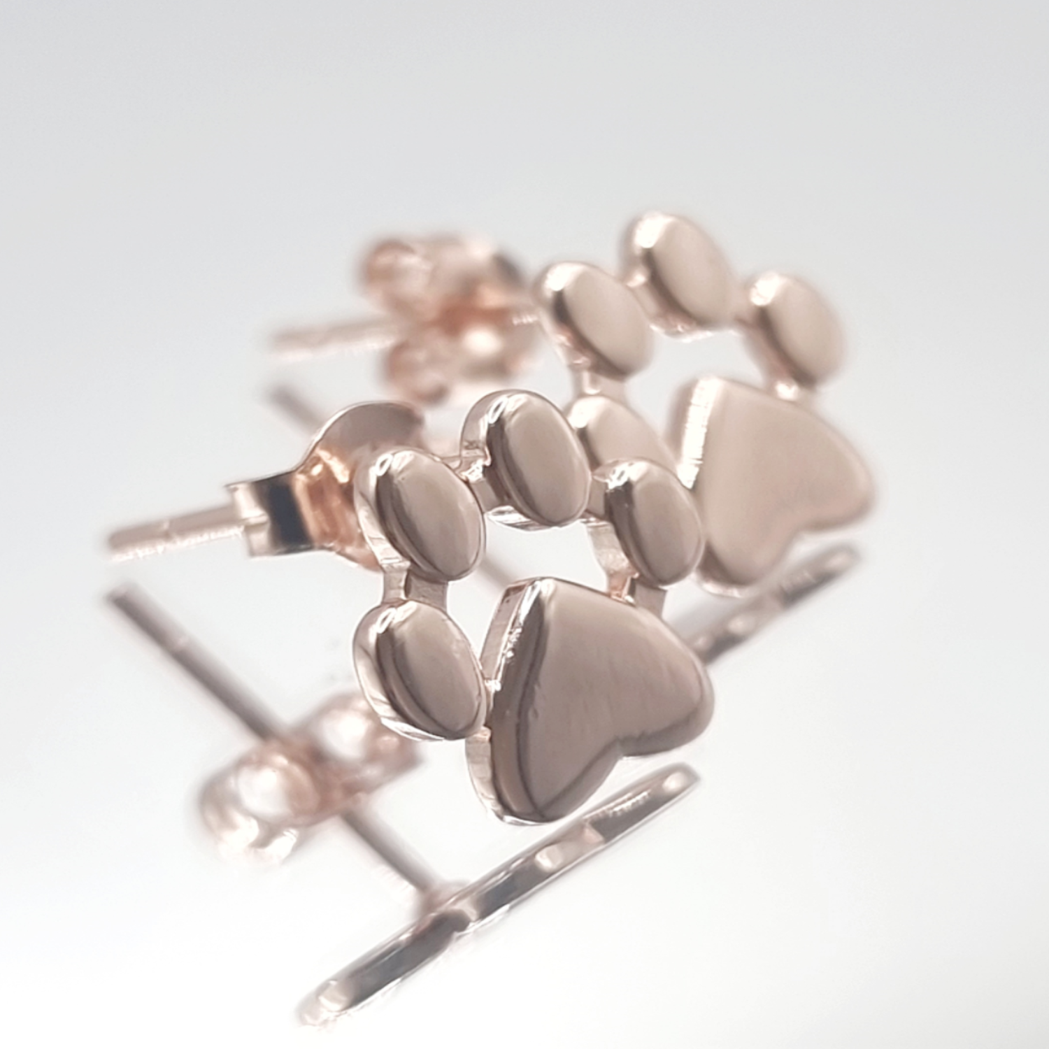 Aros de Plata 925 con Huella Perrito Dorado -2