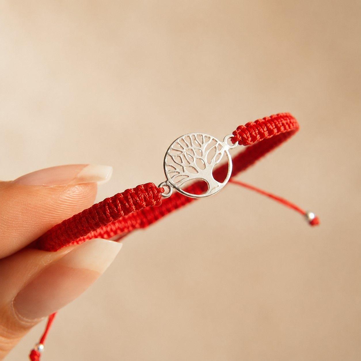 Pulsera Hilo Rojo Árbol de la Vida Unisex Plata 925-4