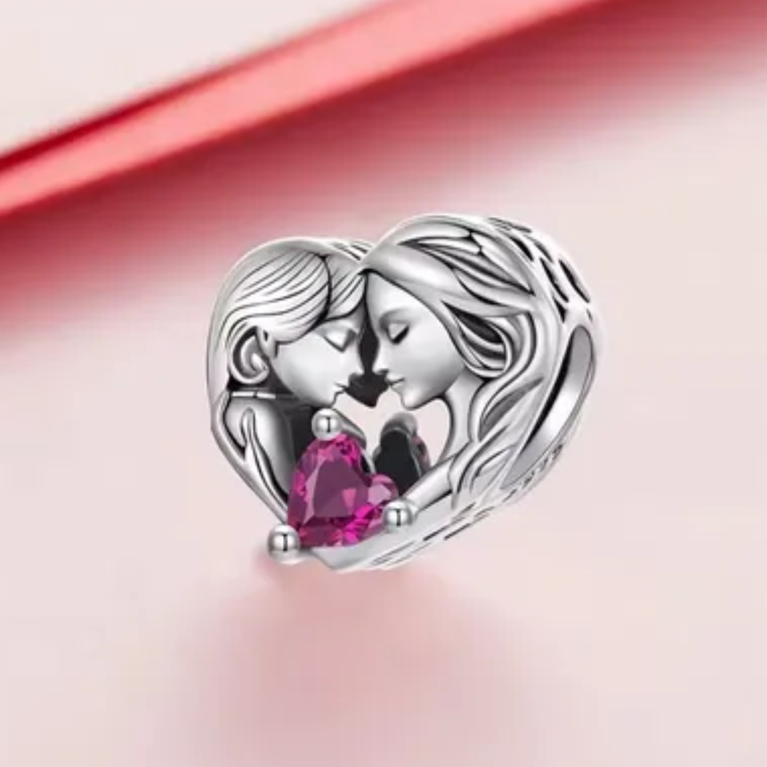 Charm Mamá e Hija en Plata 925 con Circón Rosa  -2
