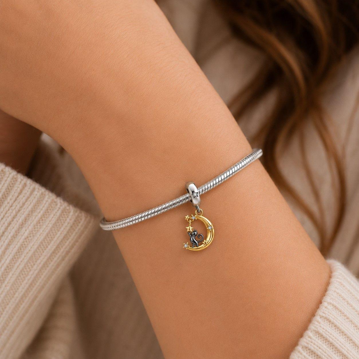 Charm Dije Gatito Luna Plata 925-2