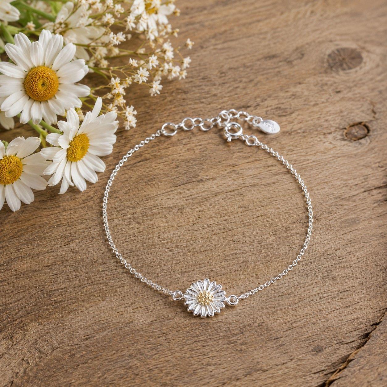 Pulsera Margarita Elegante Plata Ley 925-2