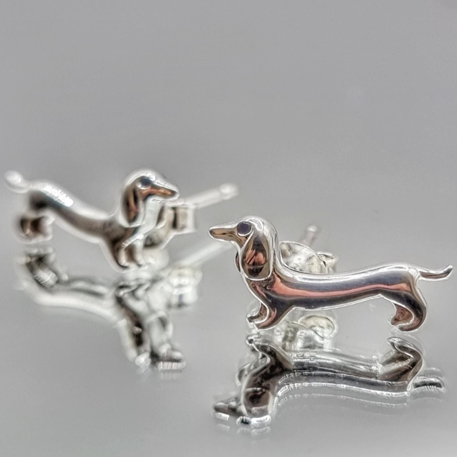 Aros Perrito Salchicha Dachshund en Plata 925 -3