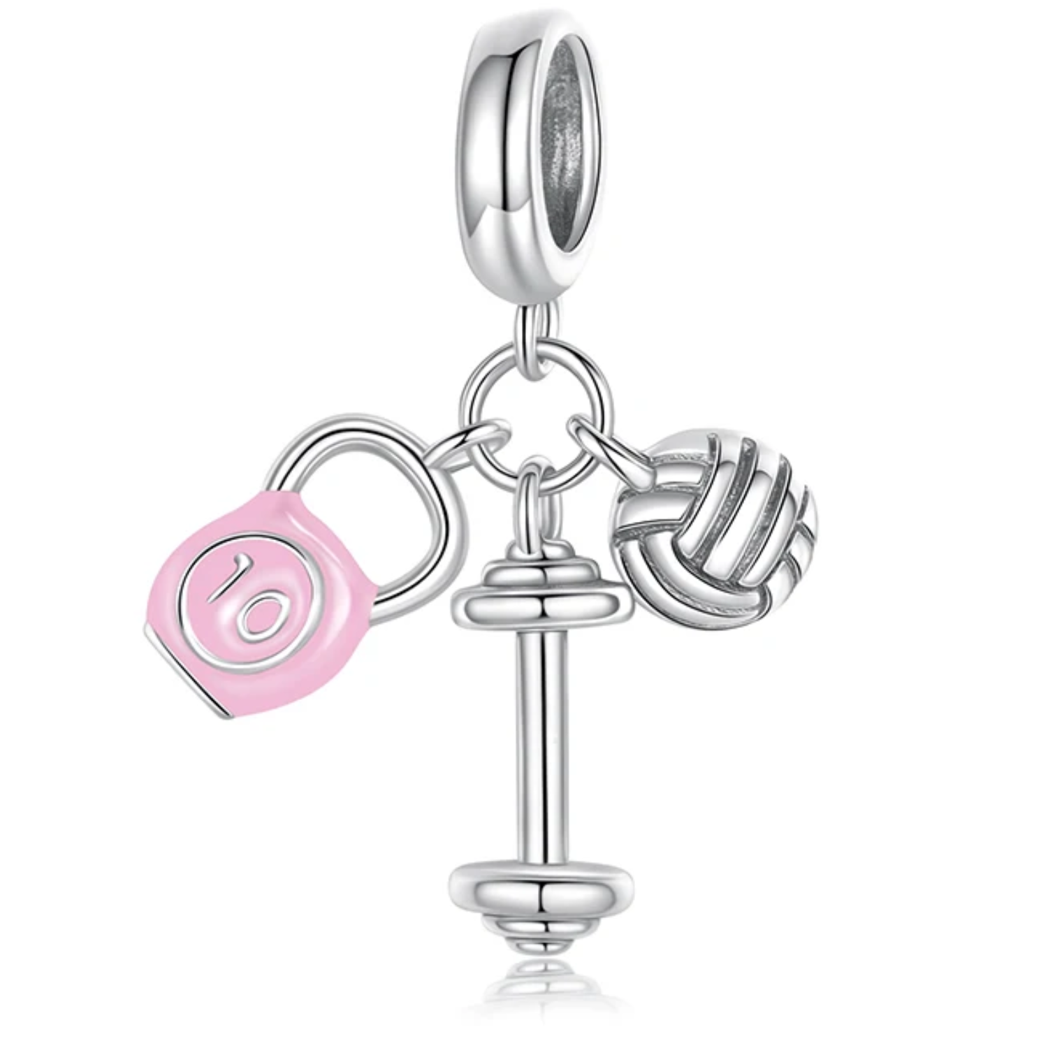 Charm Dije en Plata 925 Deporte Vóleibol Pesa Mancuerna-0