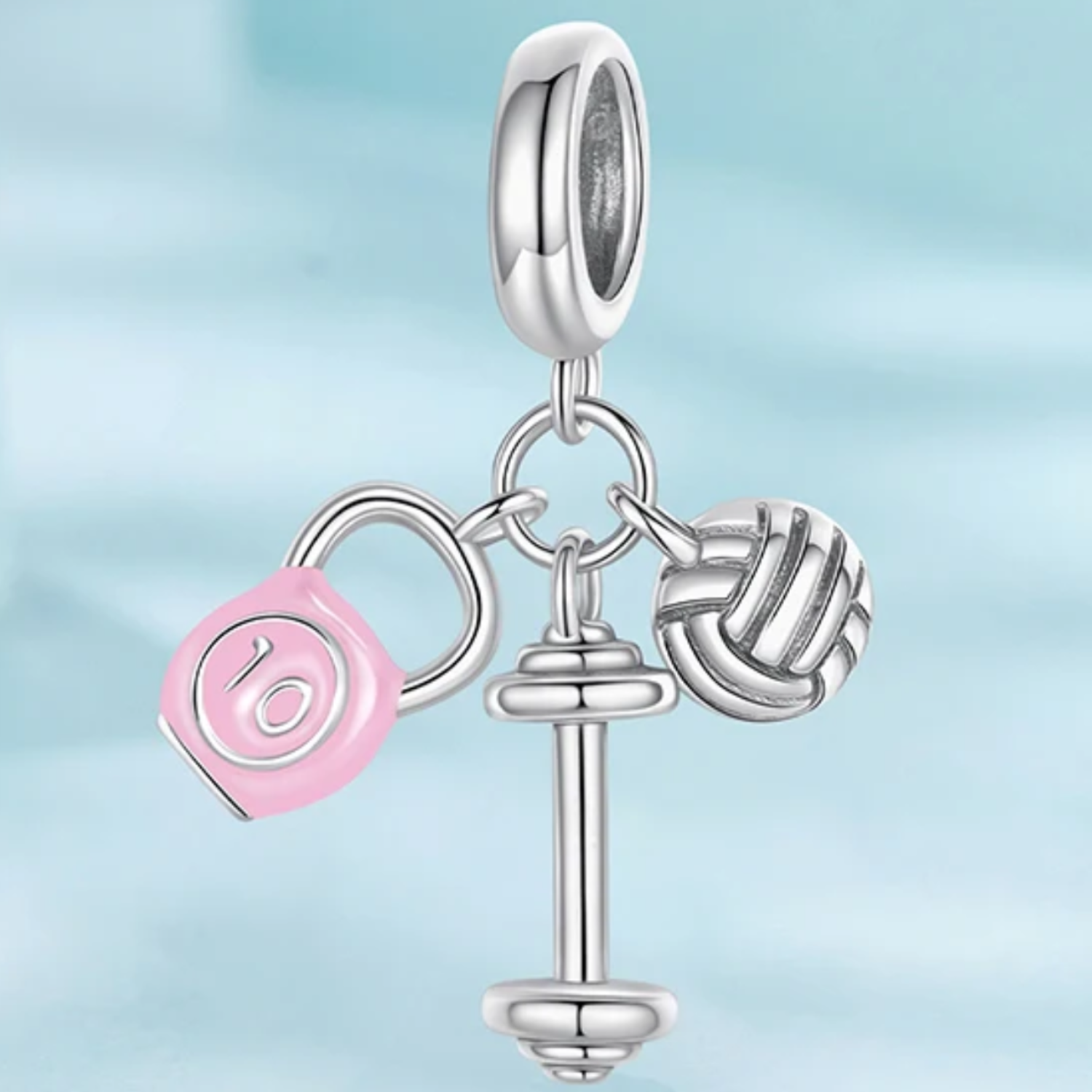 Charm Dije en Plata 925 Deporte Vóleibol Pesa Mancuerna-1