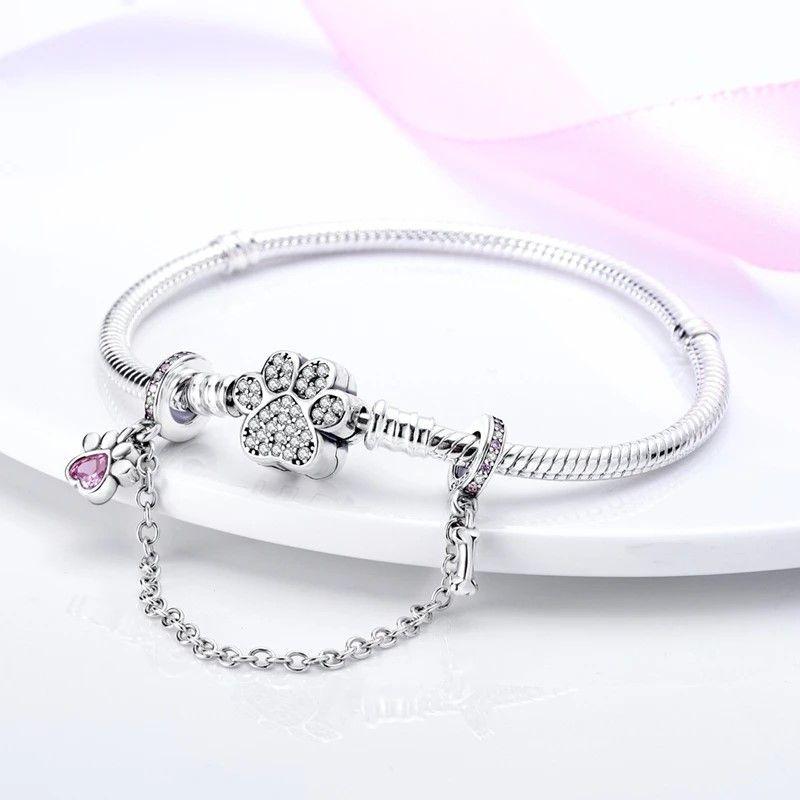Charm Cadena de Seguridad Huellita Perrito Plata 925-2