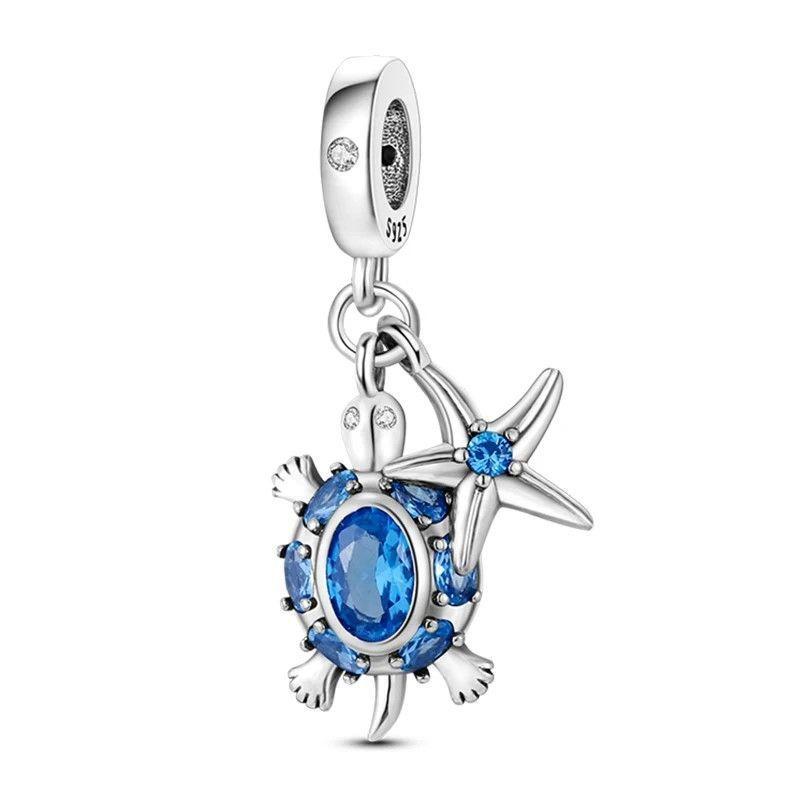 Charm Plata 925 Tortuga Estrella De Mar -0