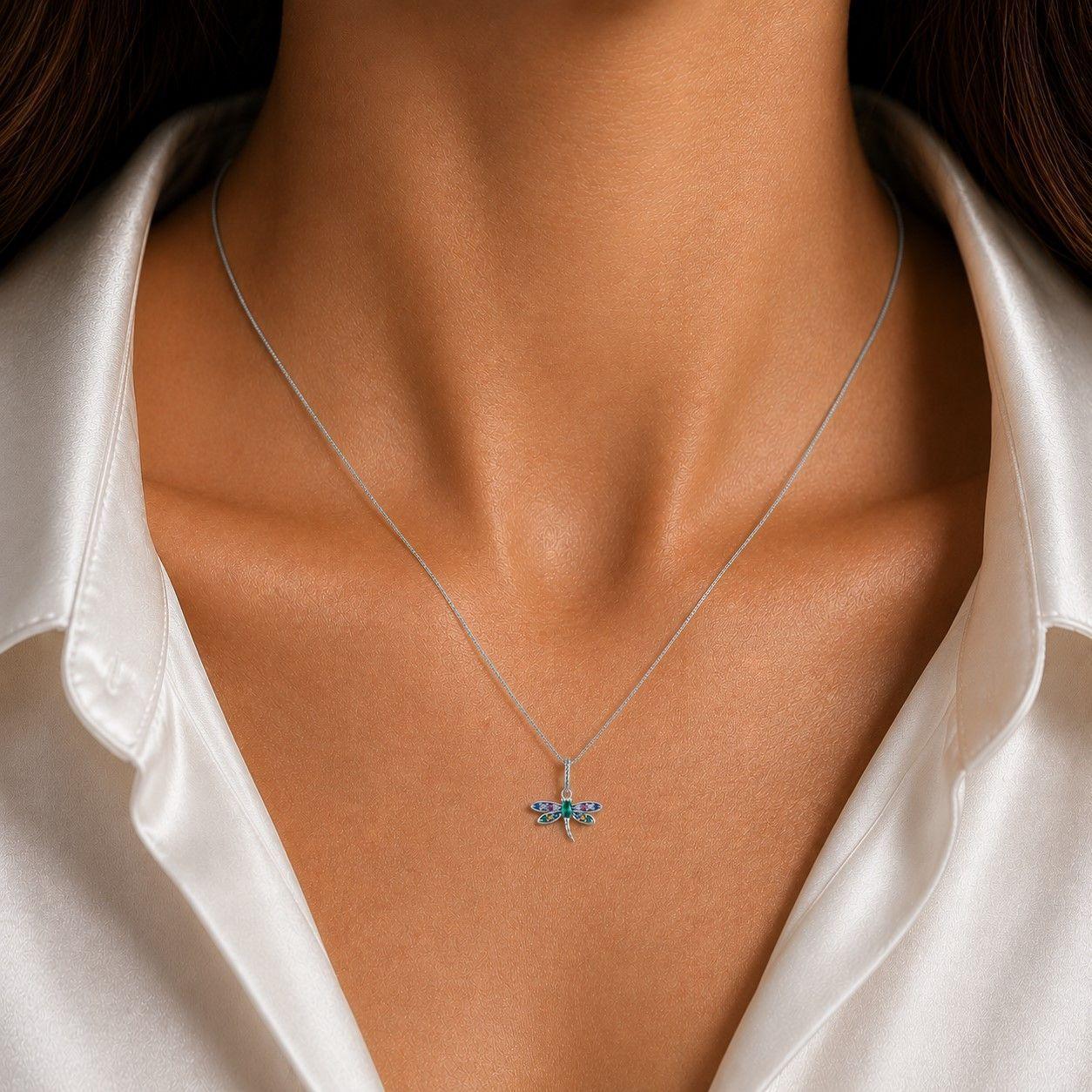 Cadena + Charm Libélula 50cm Plata 925 -3