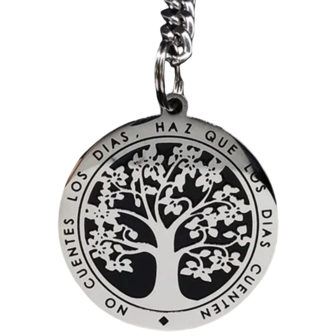 Llavero Acero Inoxidable Árbol de la Vida Frase Inspiradora-0