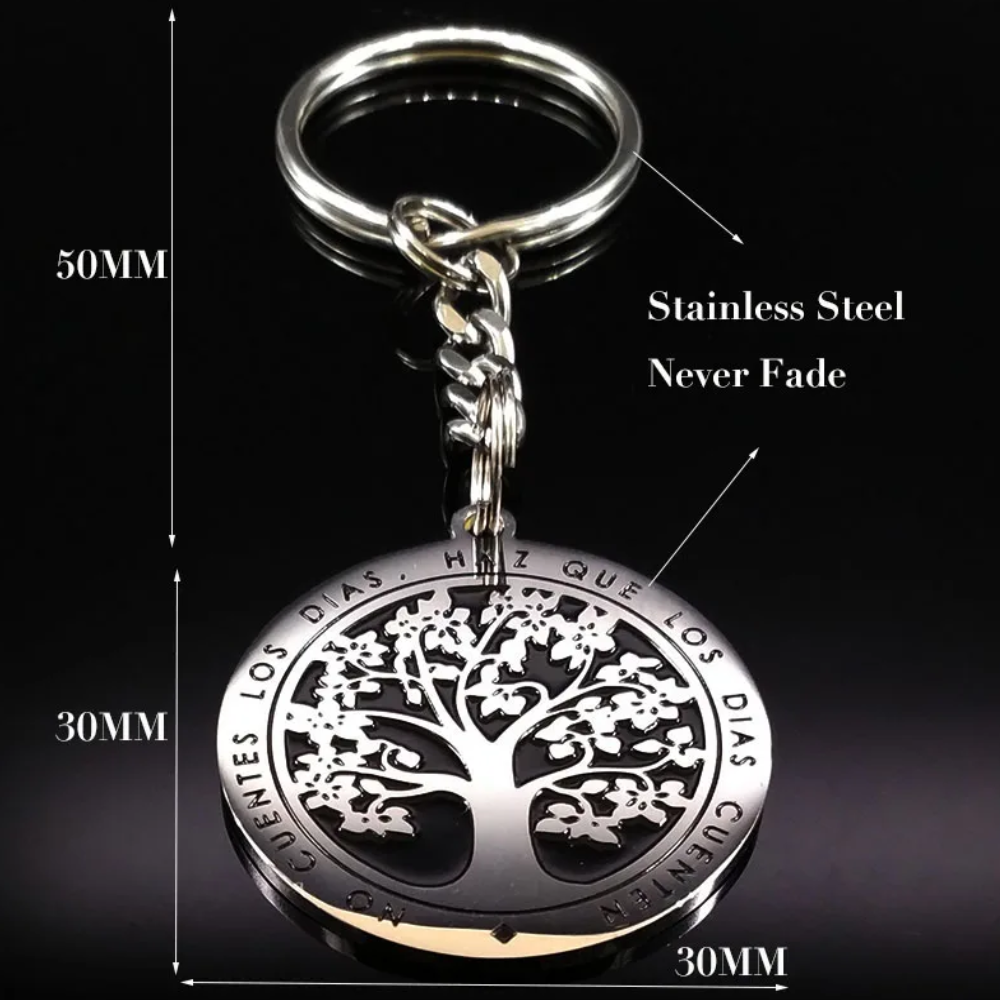 Llavero Acero Inoxidable Árbol de la Vida Frase Inspiradora-1