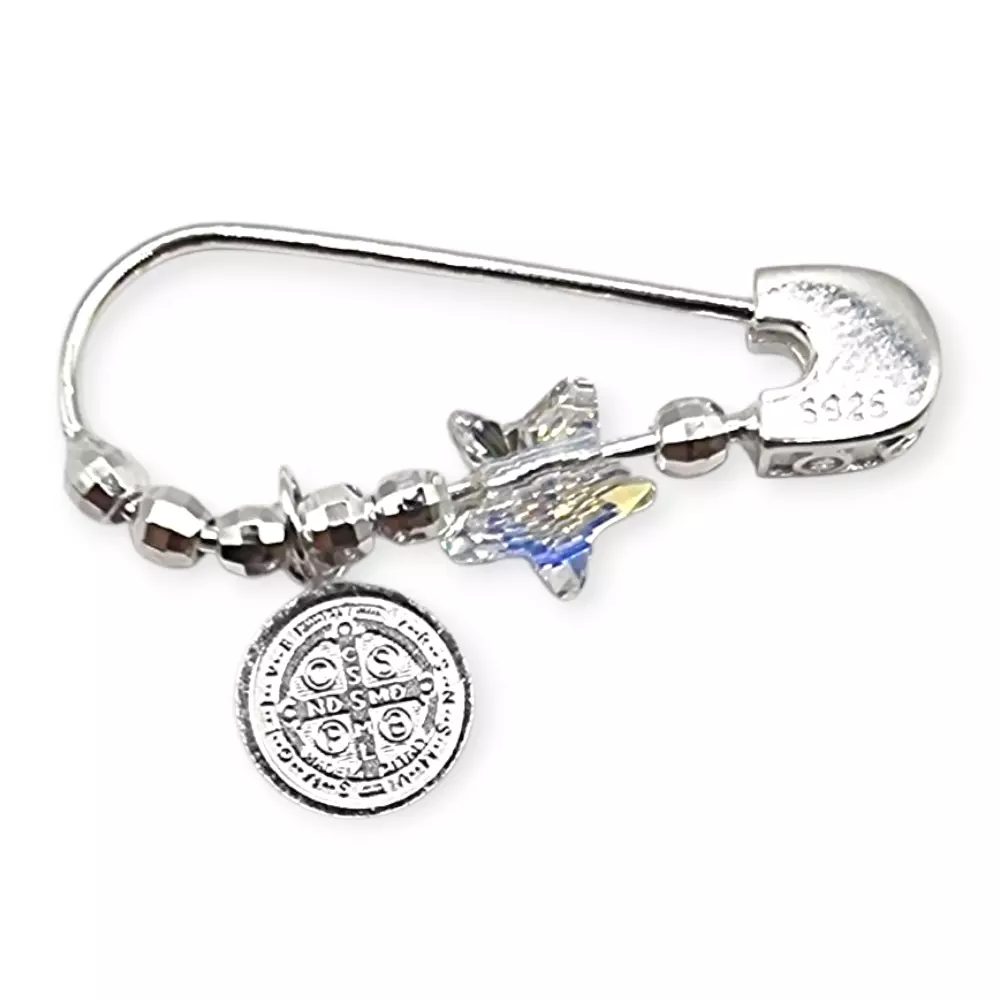 Colgante Plata 925 Prendedor Alfiler San Benito Abad Estrella -1