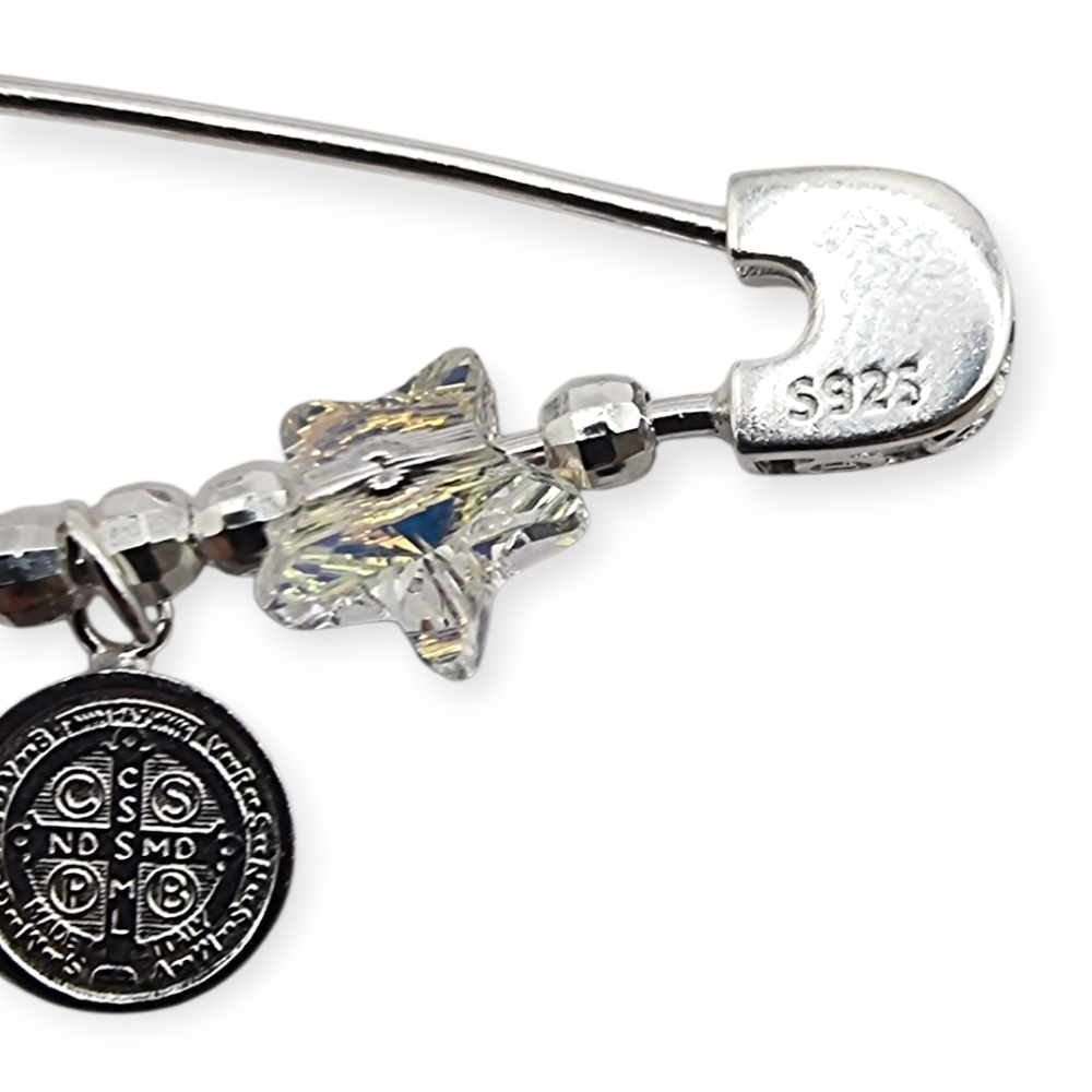 Colgante Plata 925 Prendedor Alfiler San Benito Abad Estrella -3