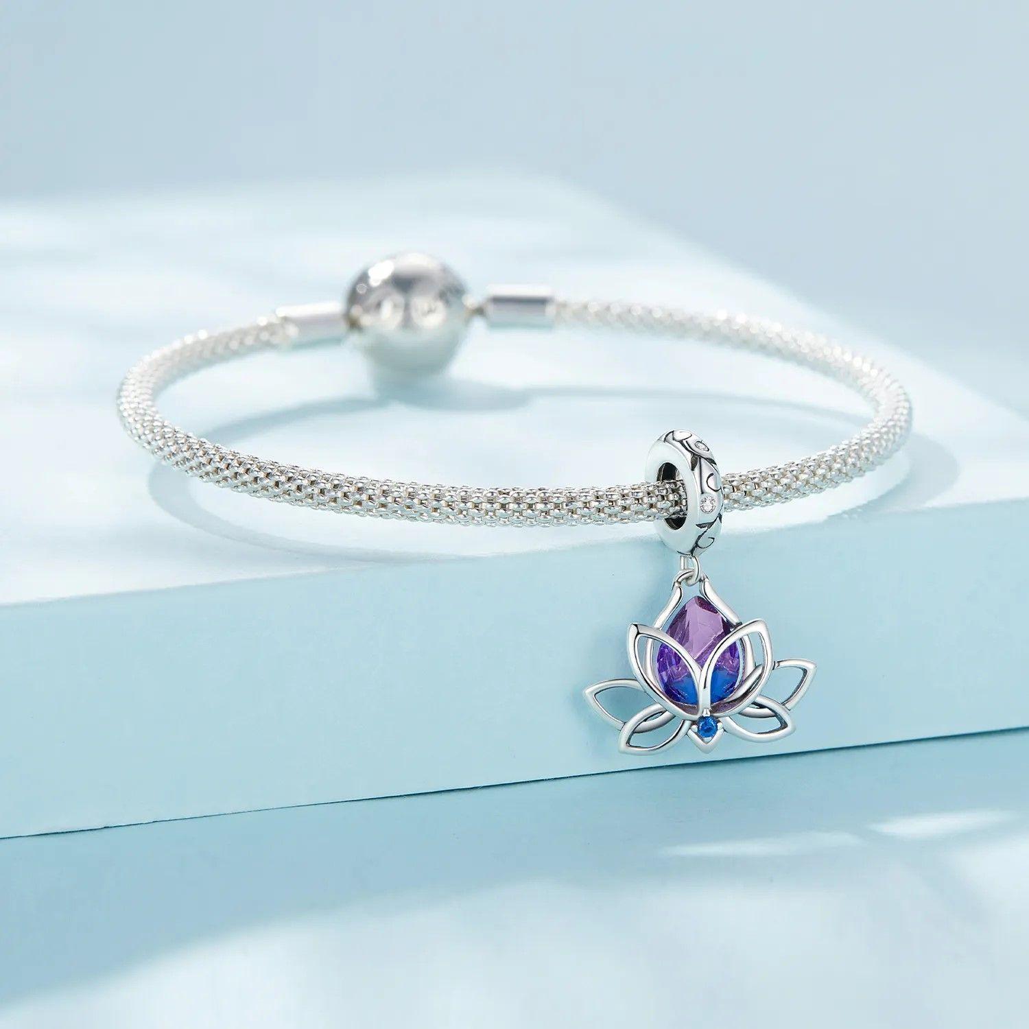 Charm Flor Morada en Plata 925 -2