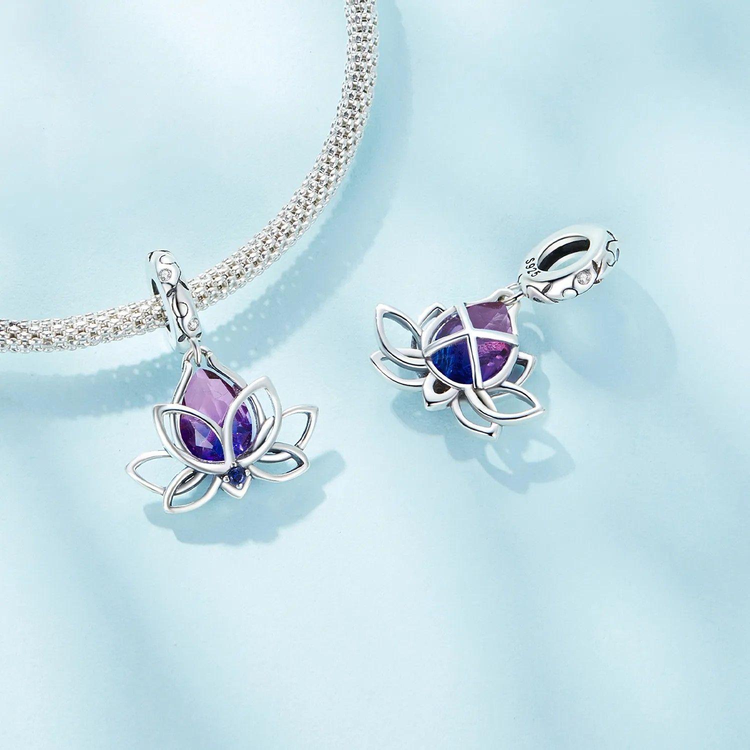 Charm Flor Morada en Plata 925 -5