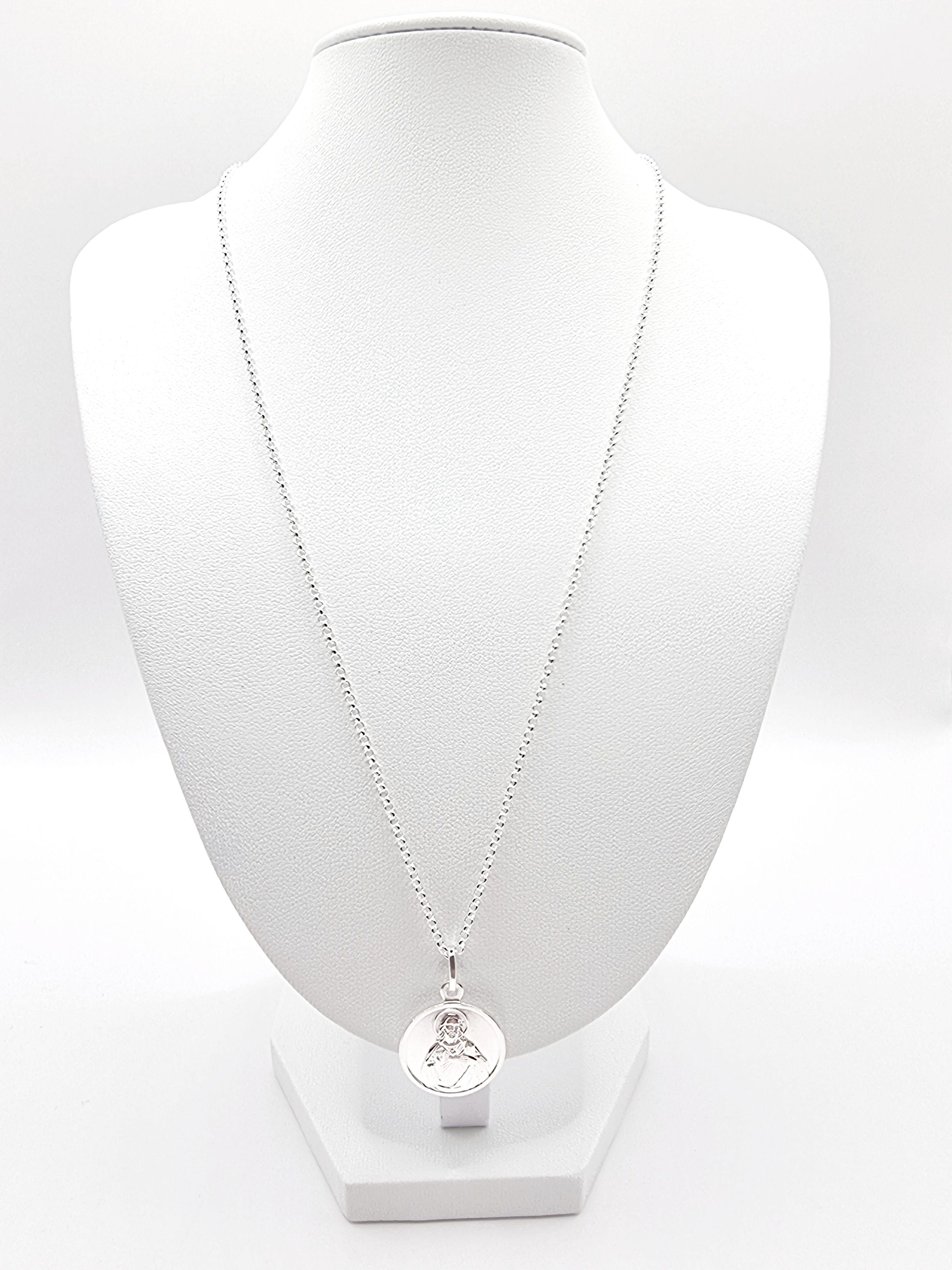 Collar Colgante Sagrado Corazón de Jesús en Plata 925-2