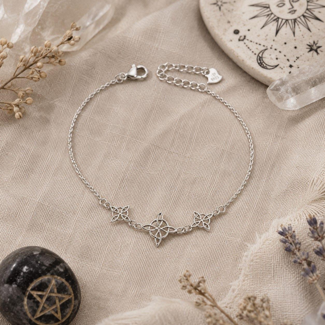 Pulsera Nudo de Bruja Plata Ley 925-2