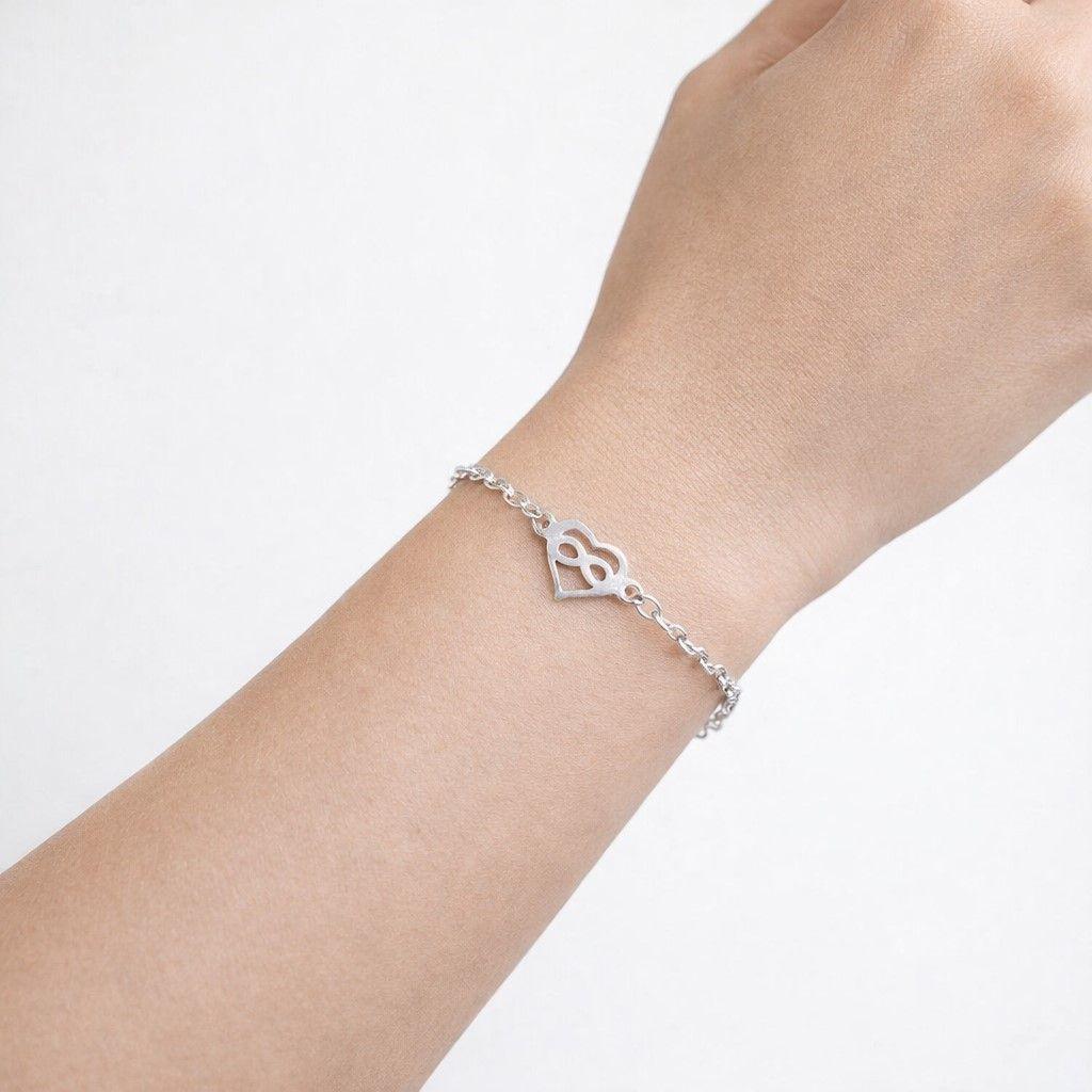 Pulsera Rolo Corazón Infinito en Plata Ley 925-2