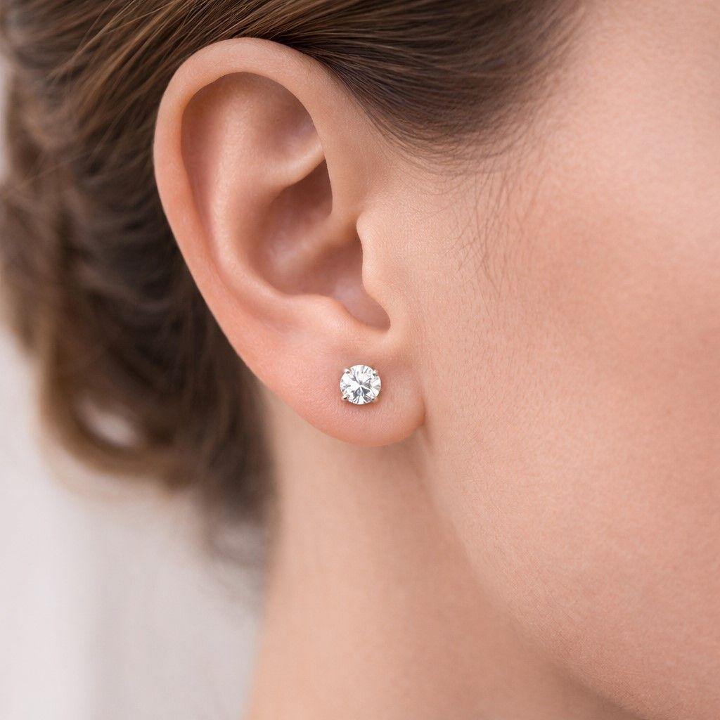 Aros Circón 6mm Unisex en Plata 925 -2