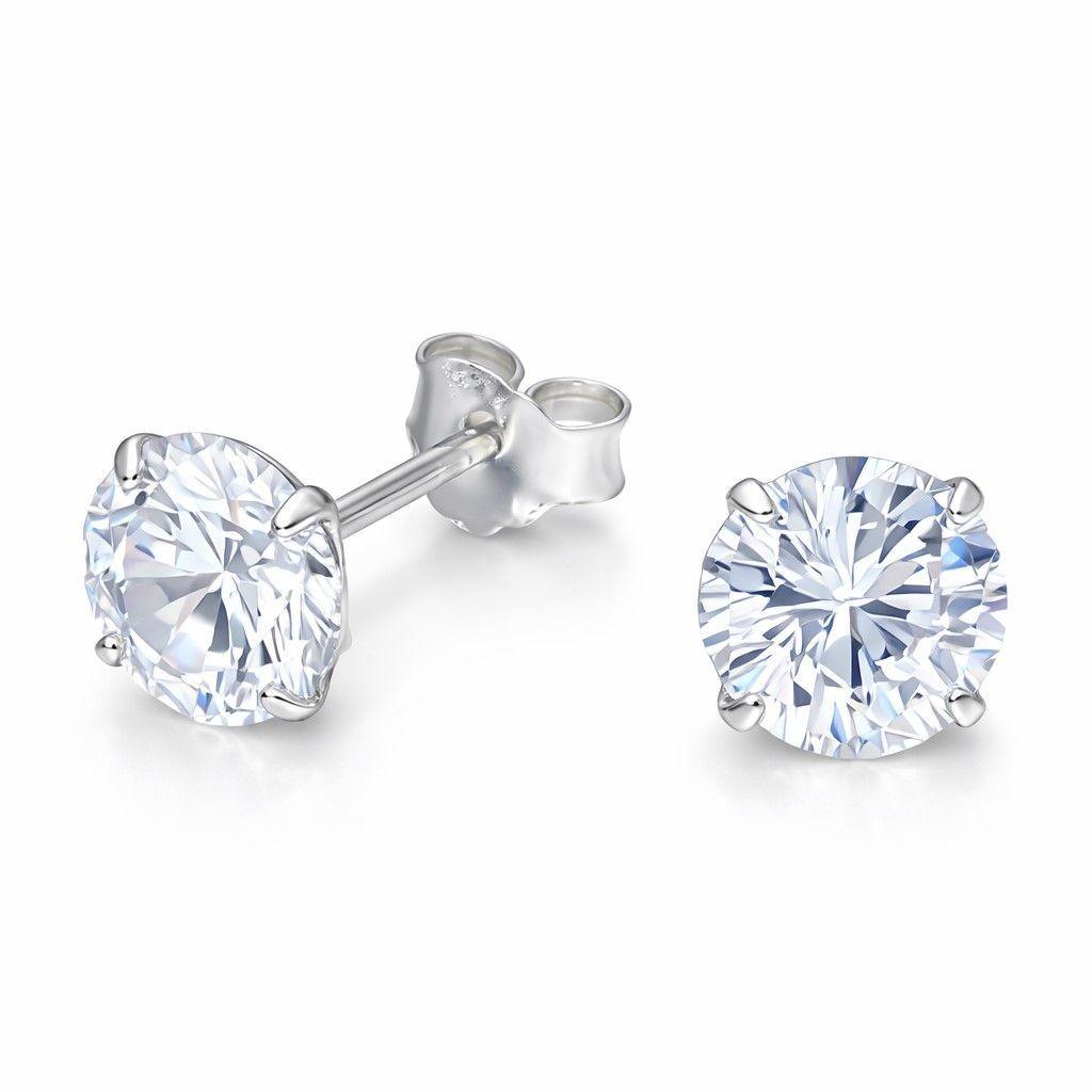 Aros Circón 6mm Unisex en Plata 925 -0