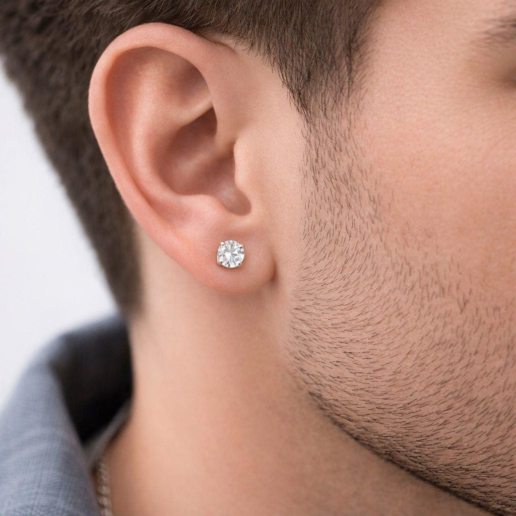 Aros Circón 6mm Unisex en Plata 925 -1