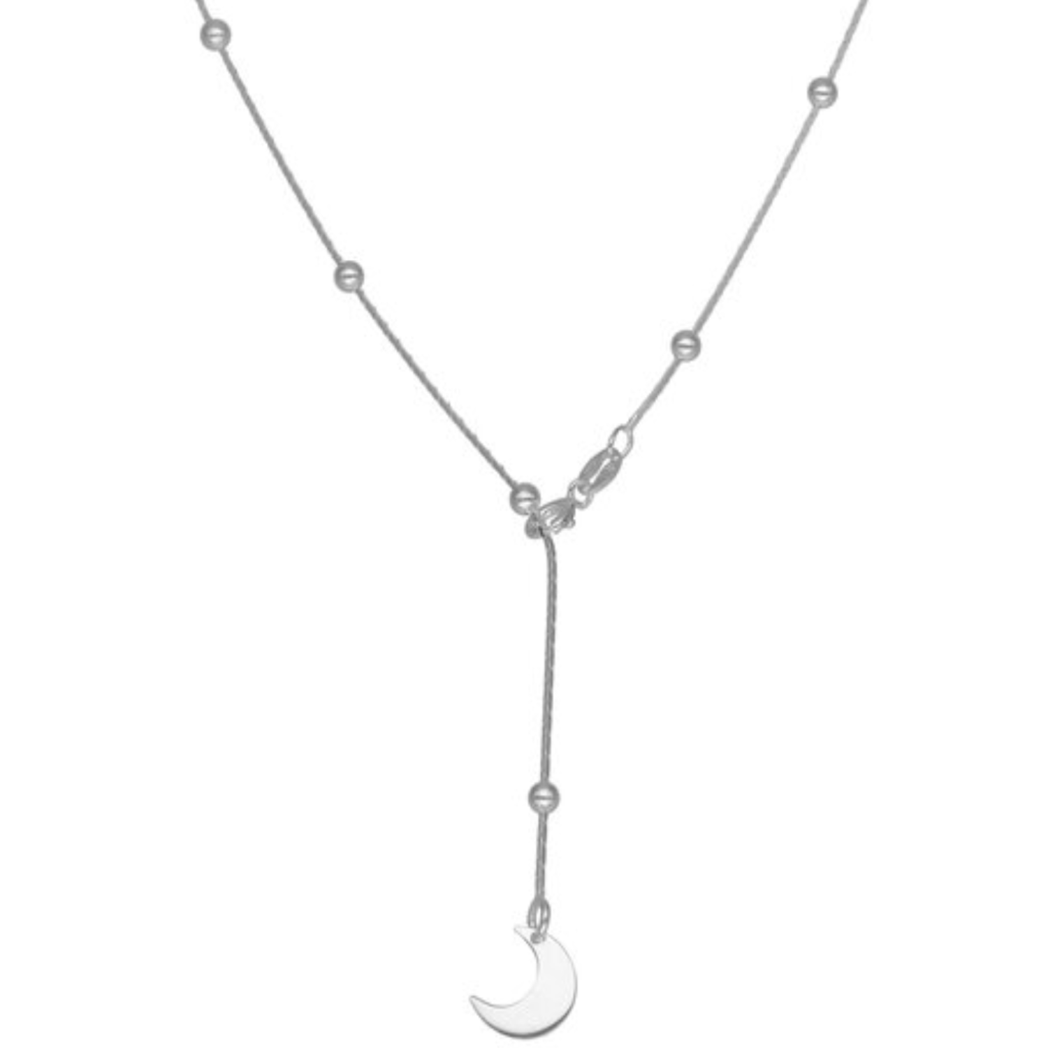Collar Media Luna Esferas Cascada en Plata 925 -0