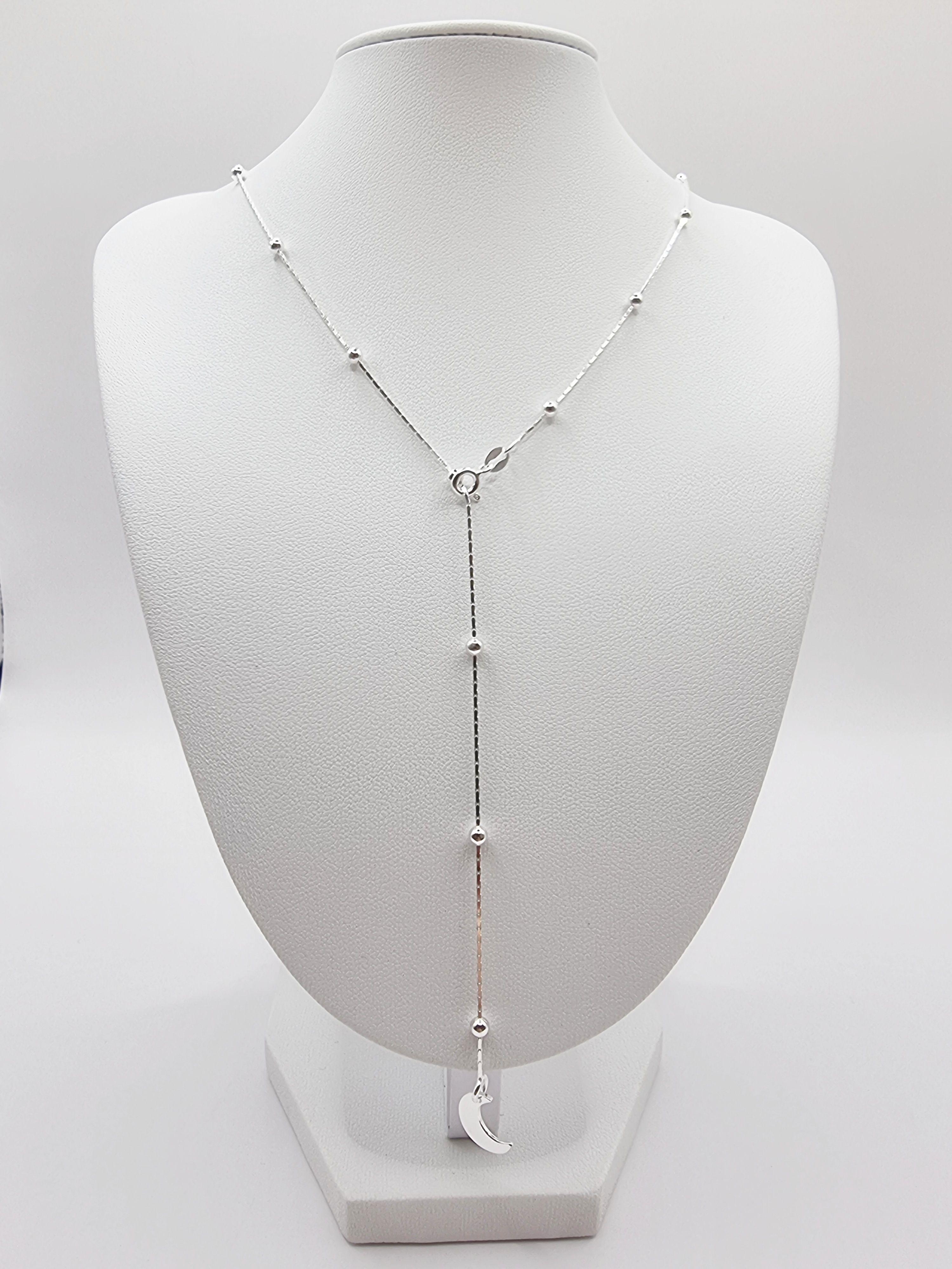 Collar Media Luna Esferas Cascada en Plata 925 -2