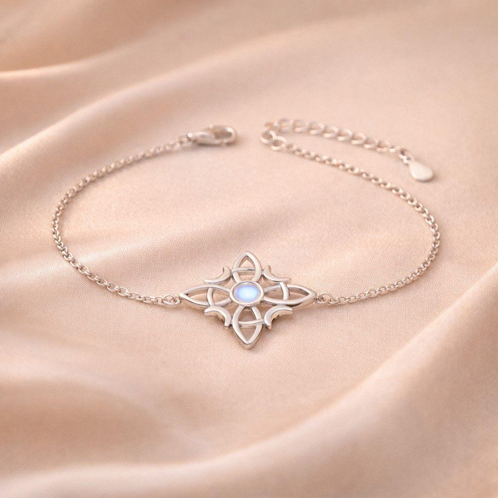 Pulsera Nudo de Brujas Piedra Luna Plata 925-2